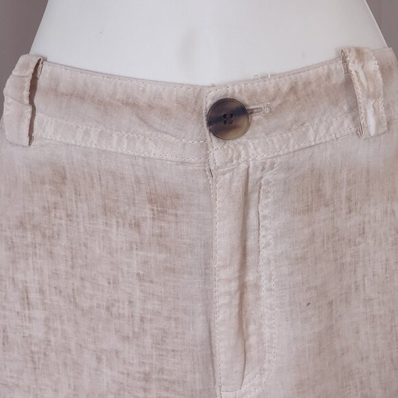 ZARA NWT Full Length Beige Bronze Linen Blend Trousers Size MEDIUM - Picture 3 of 11